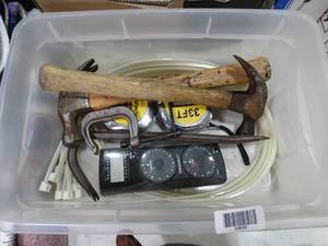 lot 33633 image: Large White Cable Straps  Hammers  Tape Measures  Vintage Remote