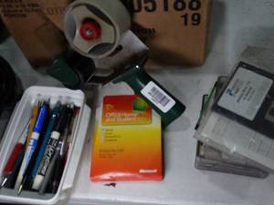 lot 33673 image: Lot of Office Supplies  Tape Gun  Pens & More