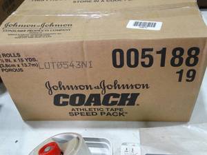 lot 33672 image: Case of J&J Johnson and Johnson Coach Athletic Sports Tape  Speed Pack