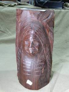 lot 33675 image: 6 Tall Native Iron Wood Carving