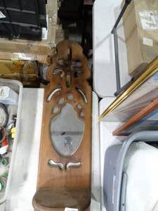 lot 33721 image: Narrow 4Ft tall Wood - Mirror - Shelf  Decor
