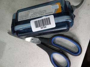 lot 33724 image: Fishing Rod and Reel  Waterproof Phone Case and Scissors