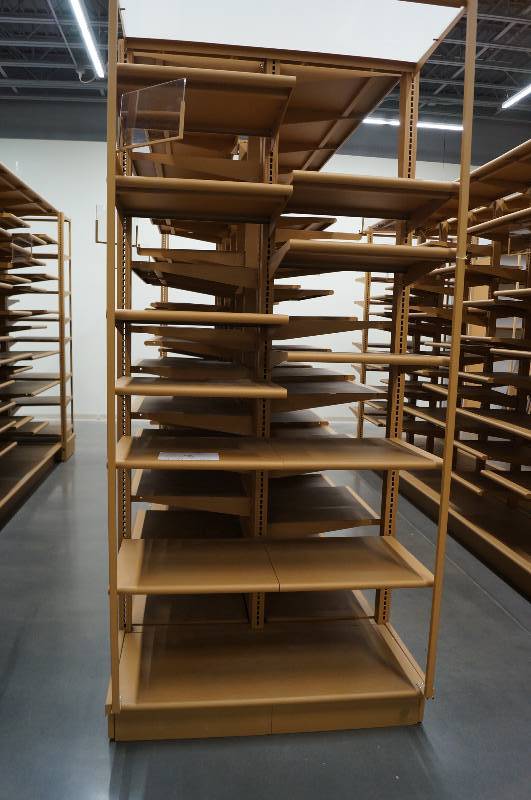 lot 7027 image: Very Nice Like New High end Gondola  Shelving System Lozier Brand