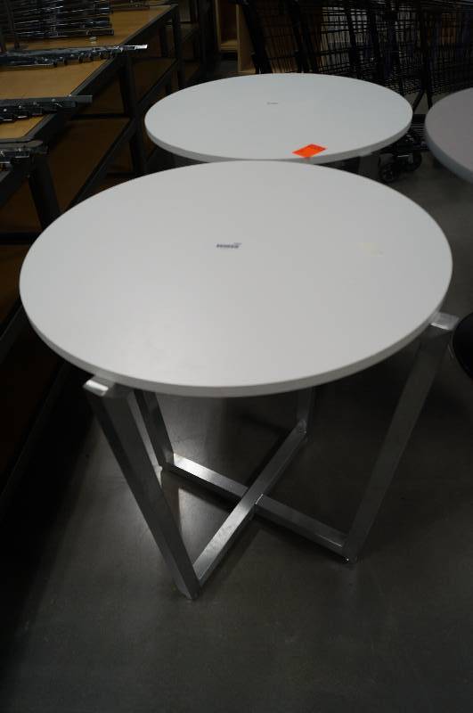 lot 7060 image: 2 tables in with aluminum base and white top