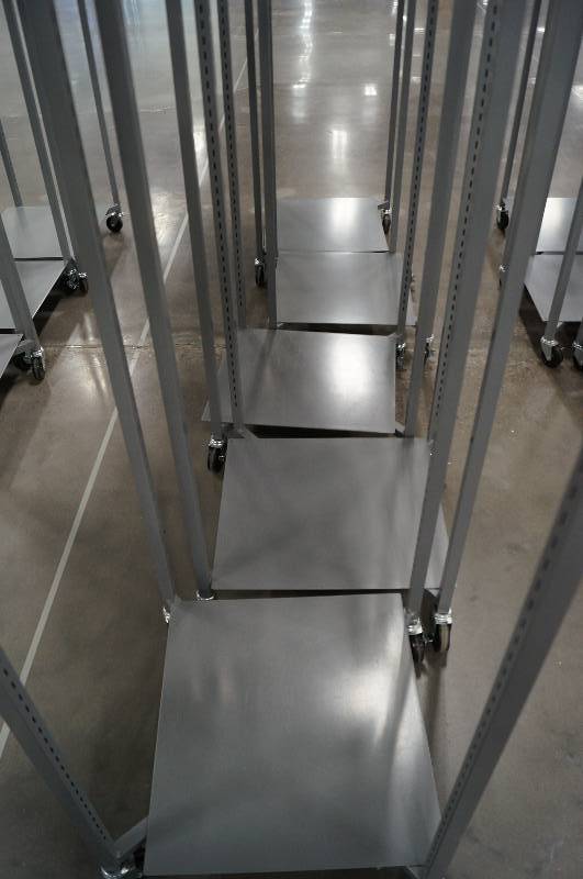 lot 7111 image: 5 rolling display racks with square base