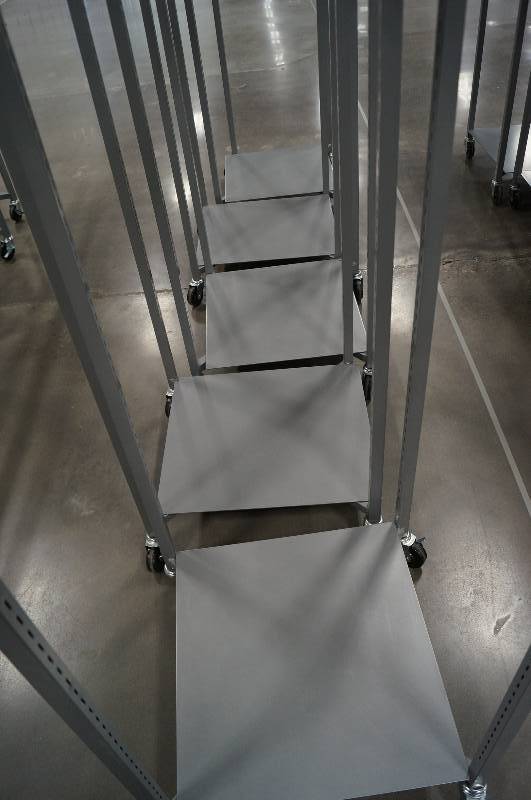 lot 7108 image: 5 rolling display racks with square base