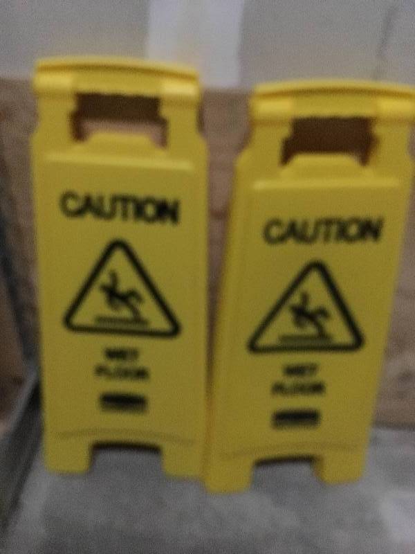 lot 7153 image: Pair of wet floor signs