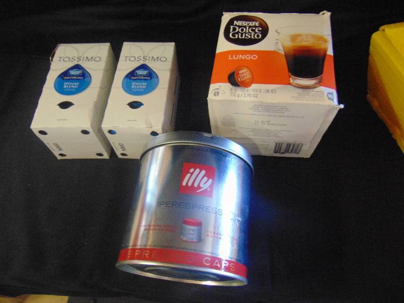 lot 7027 image: lot of coffee pods assorted brands and styles, Tossino, Nescafe, illy