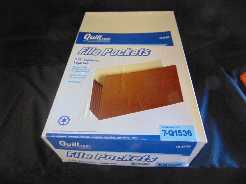 lot 7071 image: (1) box Quill File Pockets 5.25 Expansion Legal Size 7Q1536, 10 per box