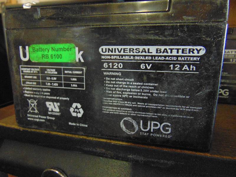 lot 7151 image: (1) UBG 6 volt re-chargeable battery 6120