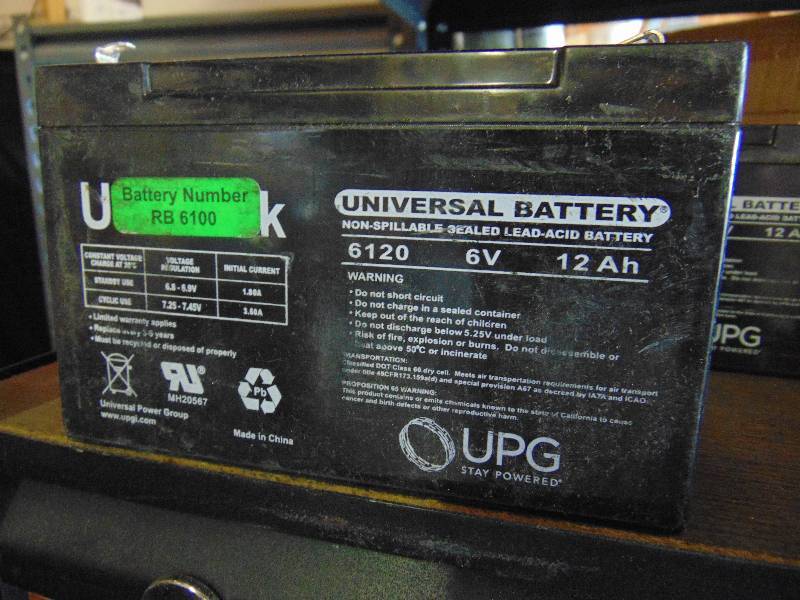 lot 7152 image: (1) UBG 6 volt re-chargeable battery 6120