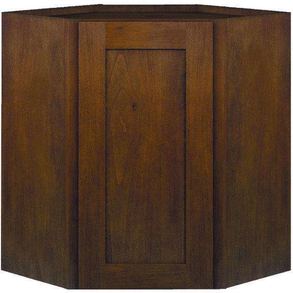 lot 7038 image: SunnyWood Branden Series BNW243ODC 24 Wall (Diagonal Corner) Cabinet, Walnut Finish, new in the box
