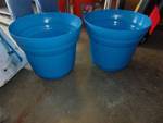 lot 7056 image: (2) ct lot plastic planter pots 16 New, Denali blue