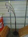 lot 7206 image: 3-light floor lamp, concrete base 7 tall at highest point, brown-(plum)