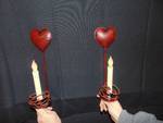 lot 7066 image: (2) Metal heart sconce with LED Candle, takes 2 AA batteries per candle, not included