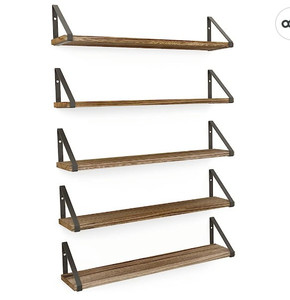 lot 55871 image: Wallniture Ponza 24 Floating Bookshelf, Wood Floating Shelves for Wall Storage, Rustic Wall Shelves for Bedroom, Living Room, Bathroom, Kitchen Set of 5
