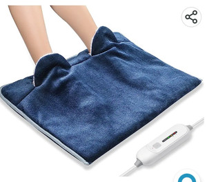 lot 55874 image: Electric Heated Foot Warmer Soft Flannel Foot Heater with 2h Auto Off & 3 Temperature Settings Full Body Use for Feet, Back, Abdomen, Pain Relief, Cramps, Bed, Pocket Design 16 x 22