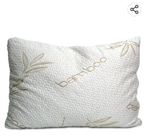 lot 55881 image: Sleepsia Bamboo Pillow - Standard Size Adjustable Shredded Memory Foam Neck Support Pillow for Side, Back and Stomach Sleepers, USED