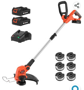 lot 55883 image: MAXLANDER 12 Inch 20V Cordless String Trimmer, 2 PCS 2.0Ah Battery Weed WackerEdger, 1 Quick Charger,6 PCS Replacement Spool Trimmer Lines, Length Adjustable, Powerful Lightweight Grass Trimmer, HEAVILY USED