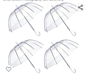 lot 55892 image: Weewooday 14 Pieces Clear Wedding Umbrella Automatic Open Rounded Umbrella Windproof Bubble Umbrella J Handle Large Canopy Stick Umbrella for Bride Groom Photography Rain Ceremony