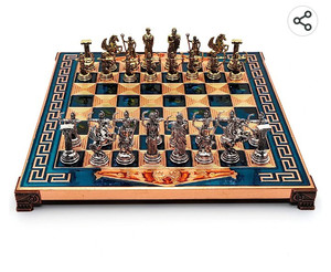 lot 55900 image: Handmade Archer Metal Chess with Elegant Wooden and Metal Board