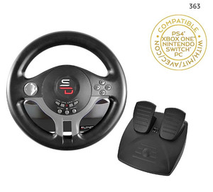 lot 55932 image: Superdrive Racing Driving Wheel with Pedals and Gearshift Paddles for Nintendo Switch - Ps4 - Xbox One - PC - Ps3