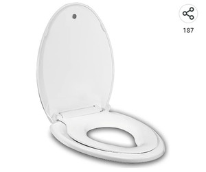 lot 55935 image: Elongated Toilet Seat AdultChild, Built-In Potty-Training Seat, White
