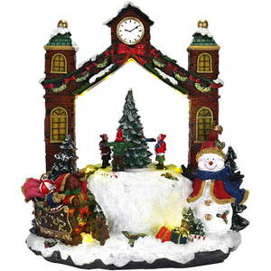 lot 55957 image: Christmas Village Clock Tower Animated Pre-lit Musical Winter Snow Village