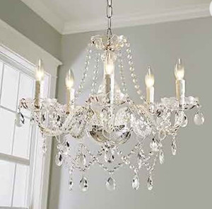 lot 55971 image: Saint Mossi Modern Contemporary Elegant K9 Crystal Glass Chandelier Pendant Ceiling Lighting Fixture - 5 Lights