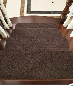 lot 55976 image: COSY HOMEER Stair Treads Non-Slip Carpet Mat 28inX9in Indoor Stair Runners for Wooden Steps, Stair Rugs for Kids and Dogs, 100% Polyester TPE Backing 15pcs, Brown, Protect Floor