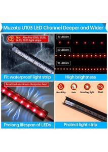 lot 55985 image: Retail $139.98, Muzata 40 Pack, 3.3FT1M Black LED Channel System U Shape with Smoky Black Cover, 18x13mm Wide Aluminum Profile Track