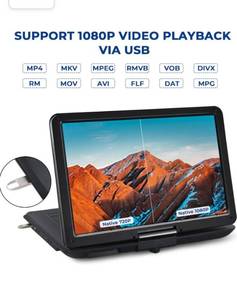 lot 56007 image: Retail $129.99, NAVISKAUTO 17.9 Portable DVD Player with 15.6 Large Screen, (Powers On, Not Fully Tested)