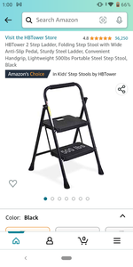 lot 56011 image: HBTower Folding 2 Step Ladder, Black