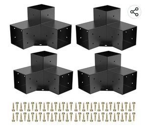 lot 56021 image: Woodworks Pergola Brackets3-Way Right Angle Corner Brackets, (Slightly Bent)