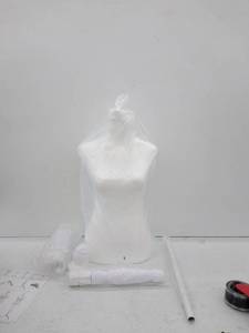 lot 56027 image: Female Mannequin Torso Dress Form with Adjustable Tripod Stand Base Style, Beige