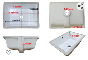 lot 56031 image: Kingwong Rectangle Vessel Sink, White,15.75 x 11.82, Model 8216
