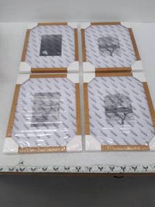 lot 56033 image: Set of 4 Picture Frames, Light Brown Wood with Matte Insert