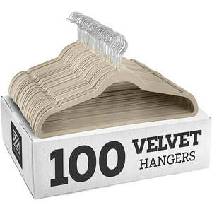 lot 56042 image: Zober Ultra Slim Non-Slip Shirt Clothes Hangers Off-White 100 Count