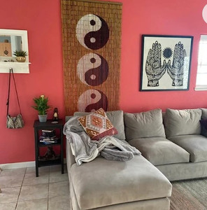 lot 56046 image: TACHILC Ying Yang Bamboo Bead Curtain, Doorway Hanging Beads, Bamboo Door Beads 35.5 inches x 78 inches, 90 Strands