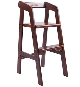 lot 56050 image: Yoleo Wooden Highchair for Toddlers to Teens, Adjustable Dining Feeding Chair with Steps Grows with Child, Max 60kg (Nut-Brown)