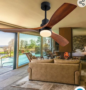 lot 56053 image: ceotis Ceiling Fans with Lights, 52 Wood Ceiling Fan, 3 Walnut Blades, 3 Down Rods, DC Motor, Remote 6 Speeds Reversible Silent