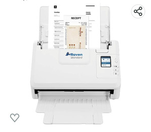 lot 56063 image: Retail$249.48 Raven Select Document Scanner for Windows PC and Mac Computer, Color, Two Sided Duplex, Auto Document Feeder (ADF), Scan to Cloud, Home or Office Desktop, USB