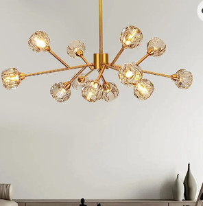 lot 56080 image: Weesalife Sputnik Chandeliers Modern Crystal Pendant Lighting Gold Chandelier 12 Lights Mid Century Ceiling Light Fixtures for Dining Room Kitchen Island Living Room Bedroom Bar