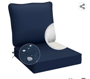 lot 56096 image: AAAAAcessories Outdoor Deep Seat Cushions for Patio Furniture, Water-Resistant Replacement Patio Chair Cushions, 24 x 24 x 5 inch, Navy Blue