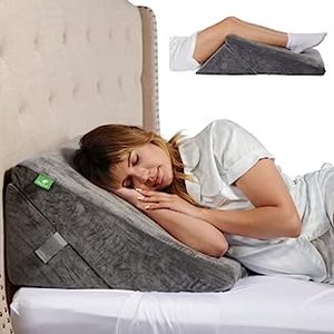 lot 56100 image: Cushy Form Wedge Pillows for Sleeping - Multipurpose Memory Foam Bed Support Rest &amp Knee Pillow for Back, Neck &amp Post-Surgery, Versatile Snoring Relief Back Pillow for Bed - Gray (B07MW65LG6)