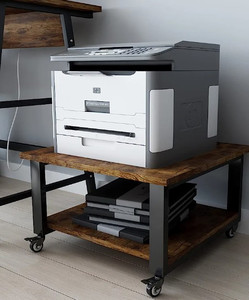 lot 56101 image: Natwind 2 Tier Laser Printer Stand,19.7x19.7x12.6 Large Printer Table Copier Stand Under Desk,Heavy Duty Rolling Cart with Paper Storage Shelf,Printer Holder on Wheels for Home Office (Retro)