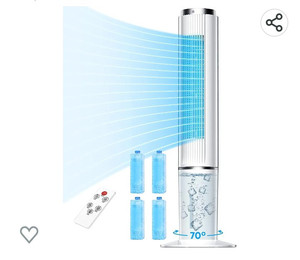 lot 56107 image: SKYICE Evaporative Air Cooler, 42-INCH Air Cooler for Room up to 250 Sq. Ft, Swamp Cooler w 3 Speeds & 4 Modes, LED Touch Screen, 12H Timer, Remote, 4 Ice Pack
