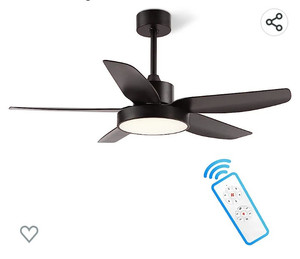 lot 56116 image: ALUOCYI 46 Inch Ceiling Fan with Light and Remote Control Black, Flush Mount Ceiling Fan with 3 Color Light