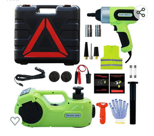 lot 56119 image: Simtamy Electric Car Jack Kit 5 Ton (11,000lb) 12V Hydraulic Jack with Electric Impact Wrench, Tire Inflator and LED Light, Portable Emergency Car Lift Tire Change Tools