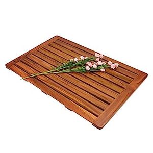 lot 56121 image: Utoplike 32 x 18 Teak Wood Bathmat, Shower Mat Non-Slip for Bathroom, Wooden Floor Mat Square Large for Spa Home or Outdoor (B07DC3DPYN)